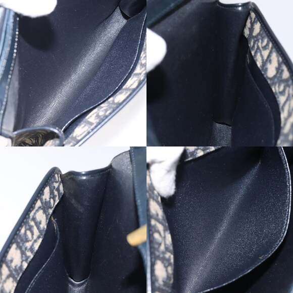 DIOR Trotter Canvas Shoulder Bag Navy Gold - Picture 12 of 12